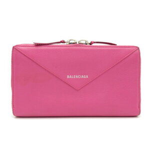 Balenciaga Paper Round Long Wallet Leather Pink